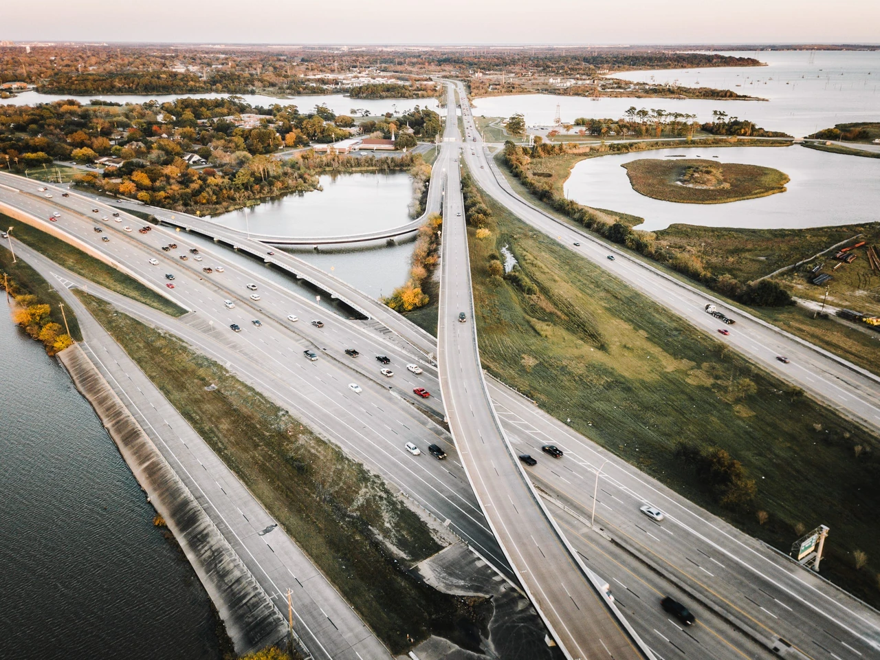 Aerial view of Baytown highways