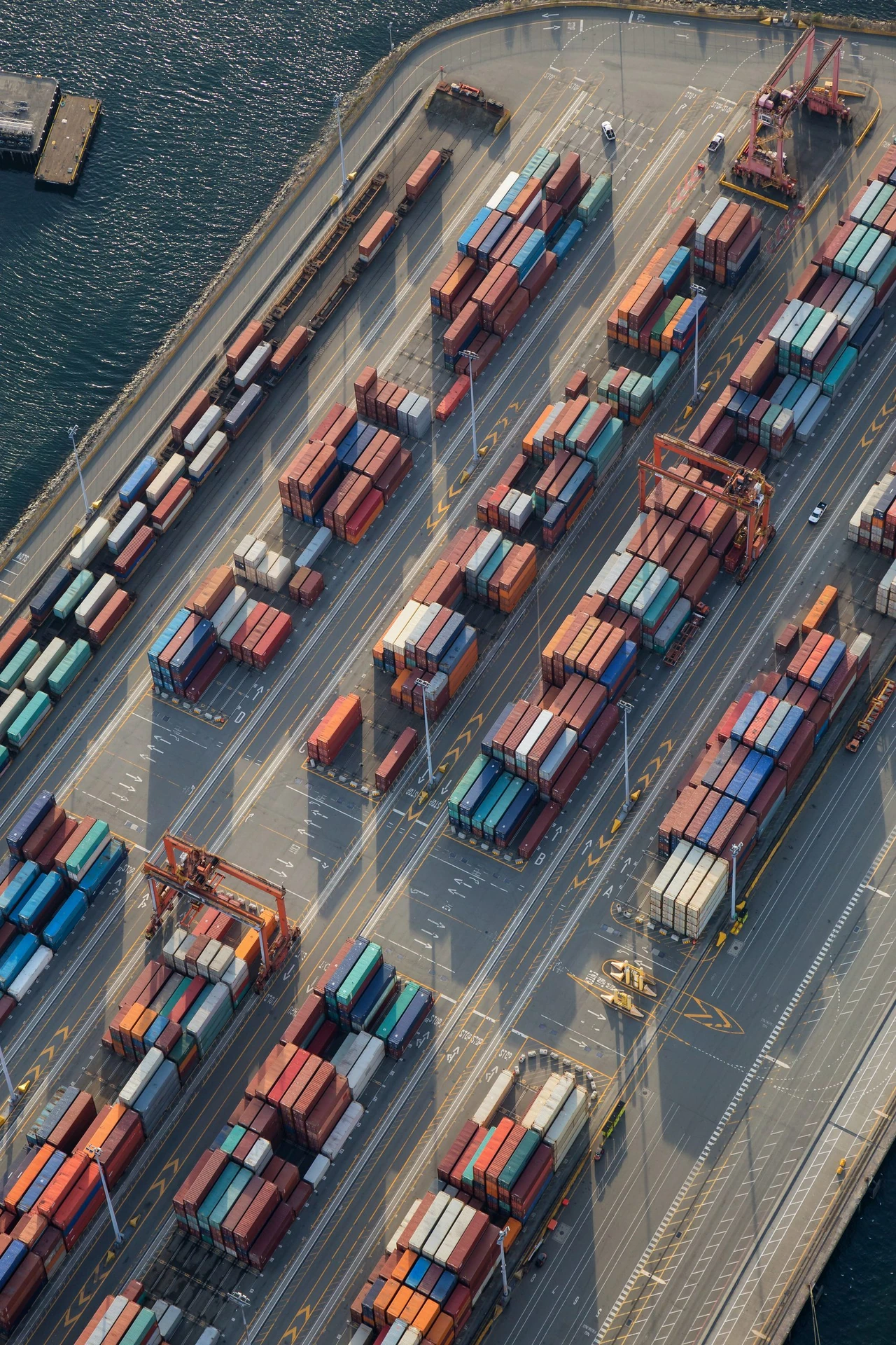 Aerial view of a container port