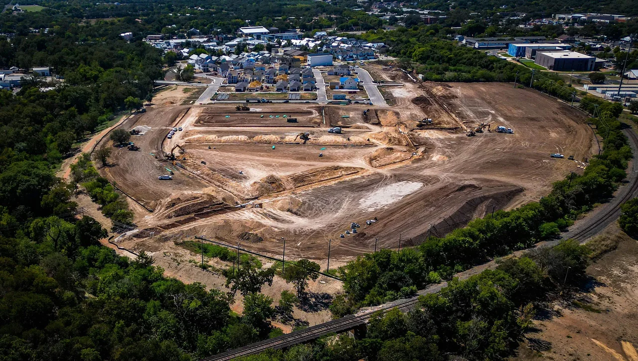 Aerial view of a development site in New Braunfels