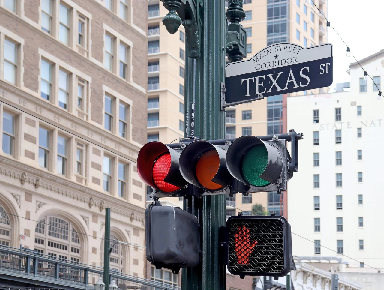 Texas Street sign in downtown Houston