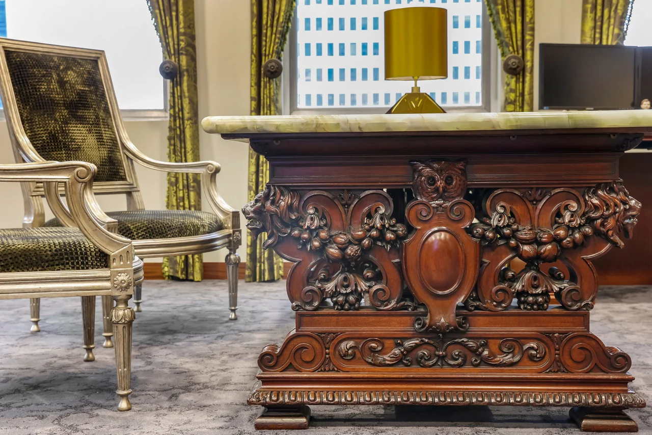Carved executive desk