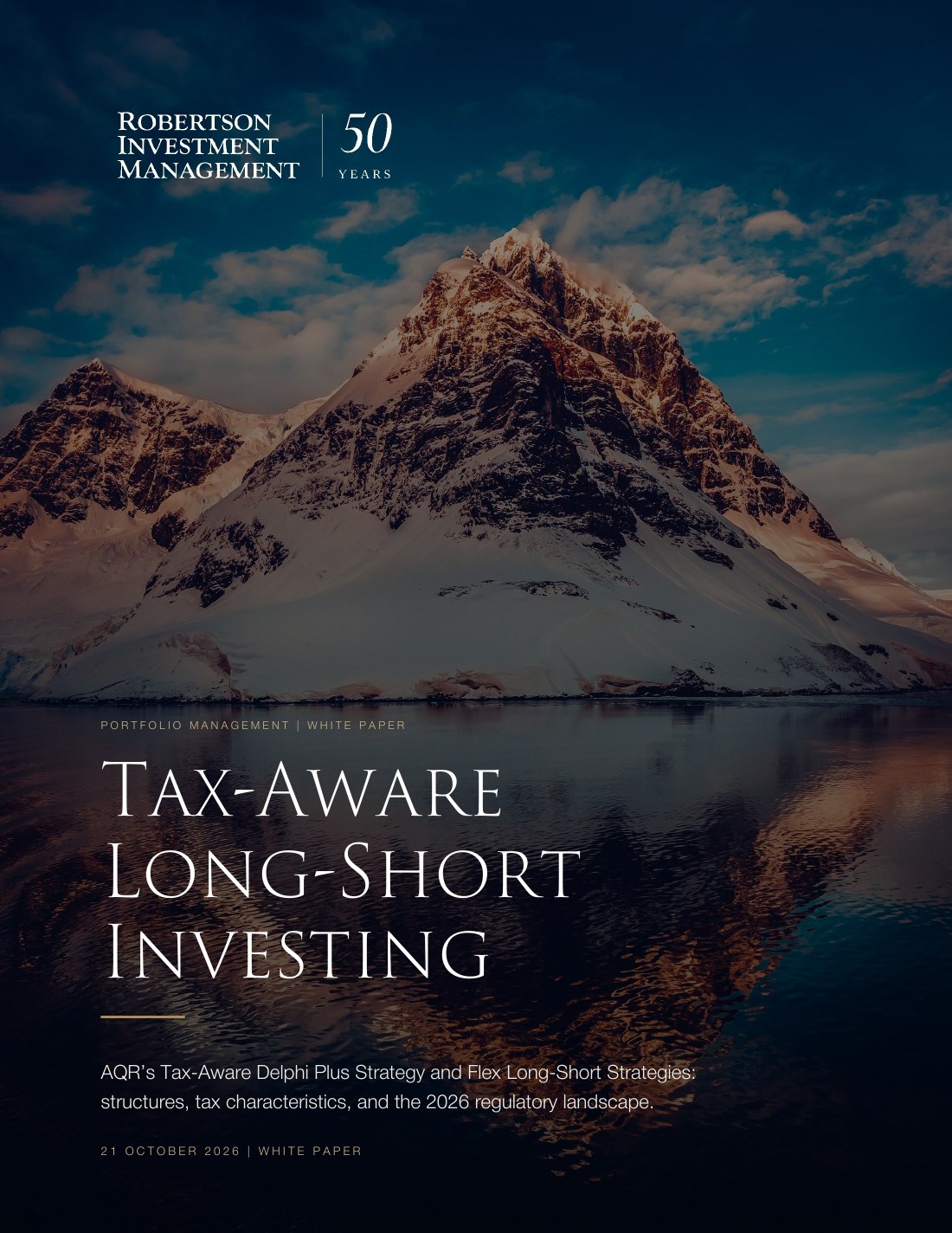 Cover of Tax-Aware Long-Short Investing, a white paper by Robertson Investment Management